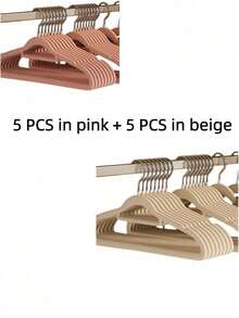 5/10PCS Velvet Hangers Non Slip Non Marking For Clothes Storage Home Dormitory Back To School Season Wardrobe Organization Space Saving - Multicolor - View 11