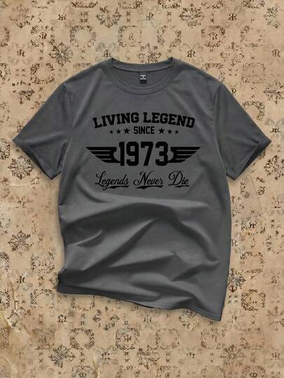 RivetRise 男士字母印花圆领短袖休闲修身 T 恤