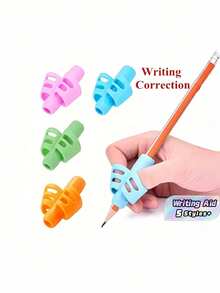 2PCS/3PCS/4PCS/5PCS Multicolor Silicone Ergonomic Pencil Grips Handwriting Posture Correction Tool Writing Aid For School Supplies Stationery - Multicolor - View 1
