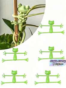 1/2/3/4/5 Peças Suportes para Plantas, Ferramentas de Jardinagem, Suportes para Plantas Trepadeiras de Jardim Vertical, Estáveis e Resistentes, Fáceis de Instalar, Suporte de Planta em Formato de Sapo Criativo, Adequado para Fixar Plantas Trepadeiras, Ideal para Jardinagem, Cuidados com Plantas em Vasos, Decoração de Jardim Doméstico e Uso Interno/Externo. - Verde - Visão 1