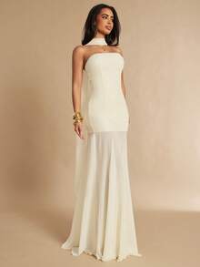 Silquee Women's Solid Color Casual Minimalist Tube Dress, Suitable For Party And Outing,Dresses For Women Summer - Apricot - View 4