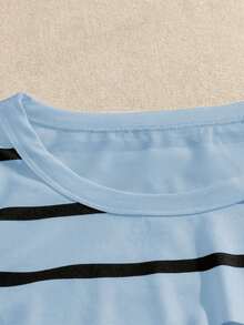 GlowEve CURVE Camiseta sin mangas casual y versátil con cuello redondo y rayas para mujer talla grande - Azul - Ver 4