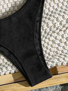 Elavelle Women's Jacquard Fabric High Cut Bikini Bottom, Spring/Summer Zestiva Swimsuit Yummy Bathing Suit Yummy Control Bathing Suit Bathing Suit For Women Set - Black - View 5