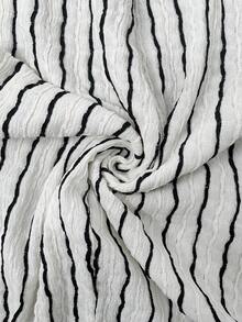 Easowa Bộ áo vest cổ chữ V cài cúc phía trước và chân váy ôm sát xẻ tà bên hông, chất liệu vải jacquard kẻ sọc phối màu, trang phục thường ngày thanh lịch cho nữ, mùa xuân/hè. - Nhiều màu - Xem 9