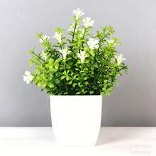 1/4 Pcs Mini Artificial Green Potted Plants, Fake Floral Decorations, Spring Table Decor For Home Office, Ideal Ornament Gift For Women Girls On Mother's Day Valentine's Day - Green - View 6