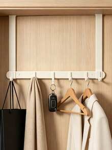 1Pc Over-The-Door Hanger, Wall Mounted Hanging Rack, Clothes Hangers Hooks, Storage Shelf, Door Back Storage Organizer Rack, Suitable For Bedroom And Bathroom - White - View 4