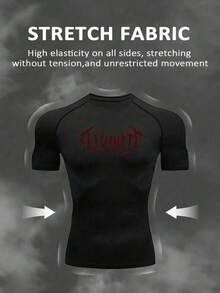 RISE LYT Men's Letter Print Short Sleeve T-Shirt And Shorts Sports Set, Gym - Black - View 3