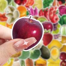 1PC Funny Food Stickers With Hilarious Expressions And Playful Poses, Customizable, Waterproof Vinyl Material, Suitable For Fridge, Lunchbox, Bringing Joy And Laughter - 10 * 15 half cut, fruit - View 7