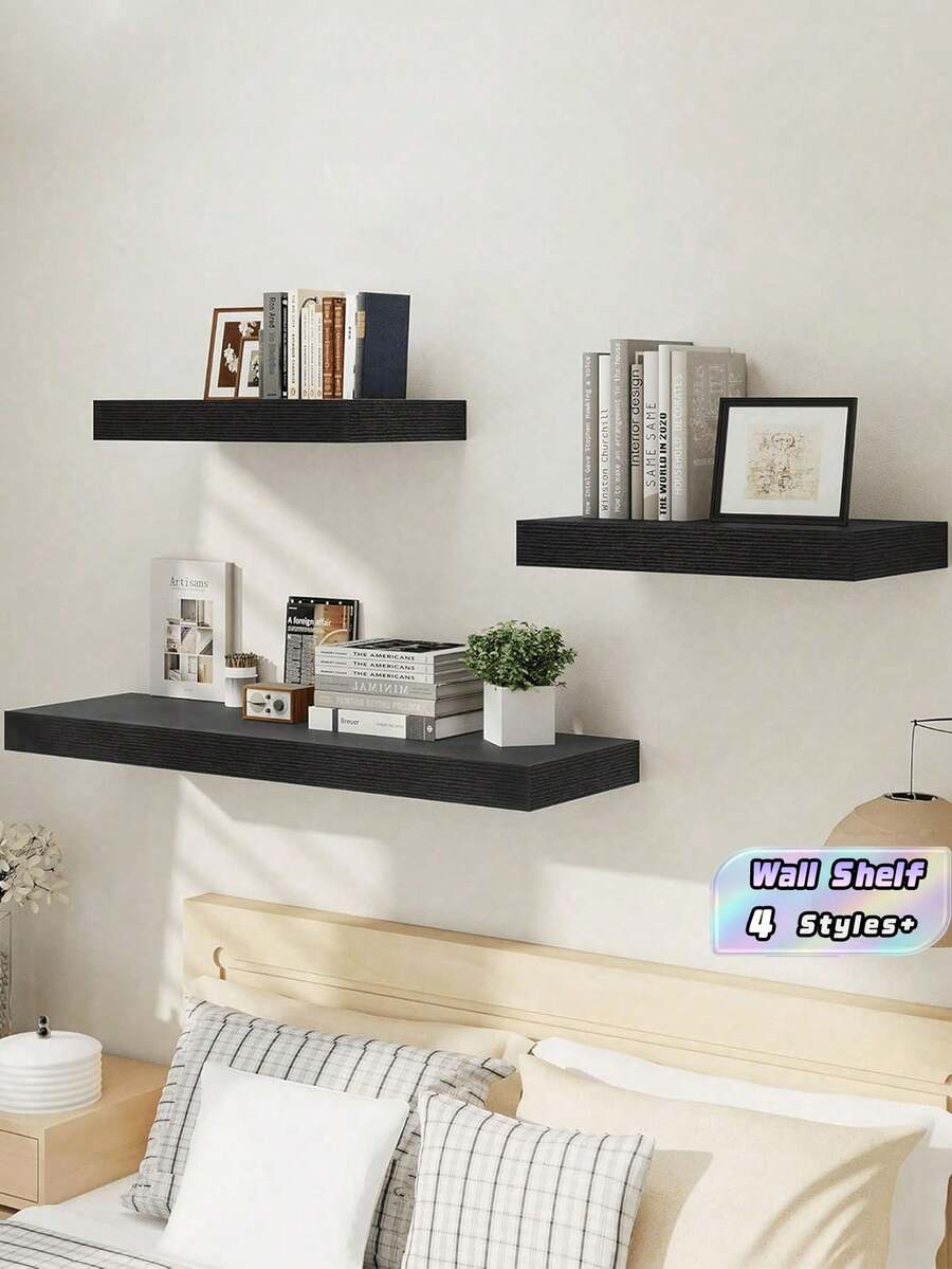 1PC Large Capacity Large Size Storage Display Wall Mounted Floating Shelf Modern Style White Shelf For Bedroom Living Room Kitchen Office Home Organization Decor Wall Mount Shelving