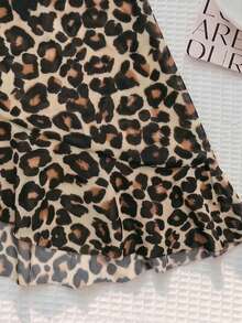 Elavelle Falda pareo con cordón y fruncido con estampado aleatorio para traje de baño tipo tankini para mujer, primavera/verano - Multicolor - Ver 5