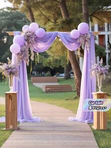 SHEIN 1pc Dreamy Purple Wedding Arch Curtain Fabric Background Cloth, Wedding Background Decoration, Chiffon Curtain Background, Suitable For Birthday, Party, Wedding Reception Decoration, Home Decoration - Purple - View 1