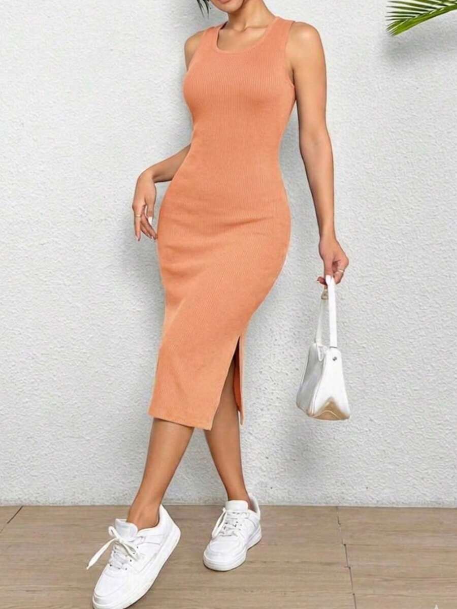 Sleeveless Lady Dress With Adjustable Cut And Design For Special Occasions - Orange - View 1