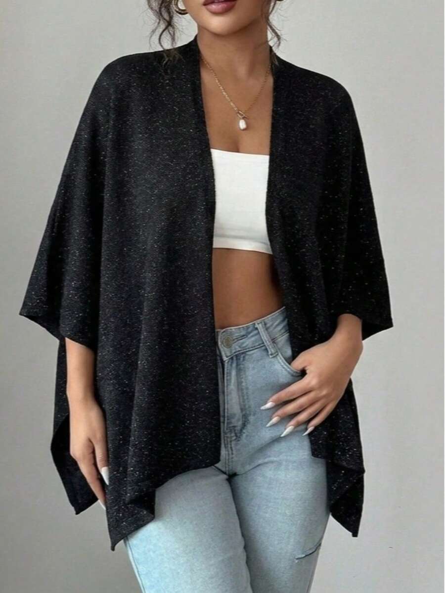 Poncho Corte Asimétrico para Mujer - Negro - Ver 1