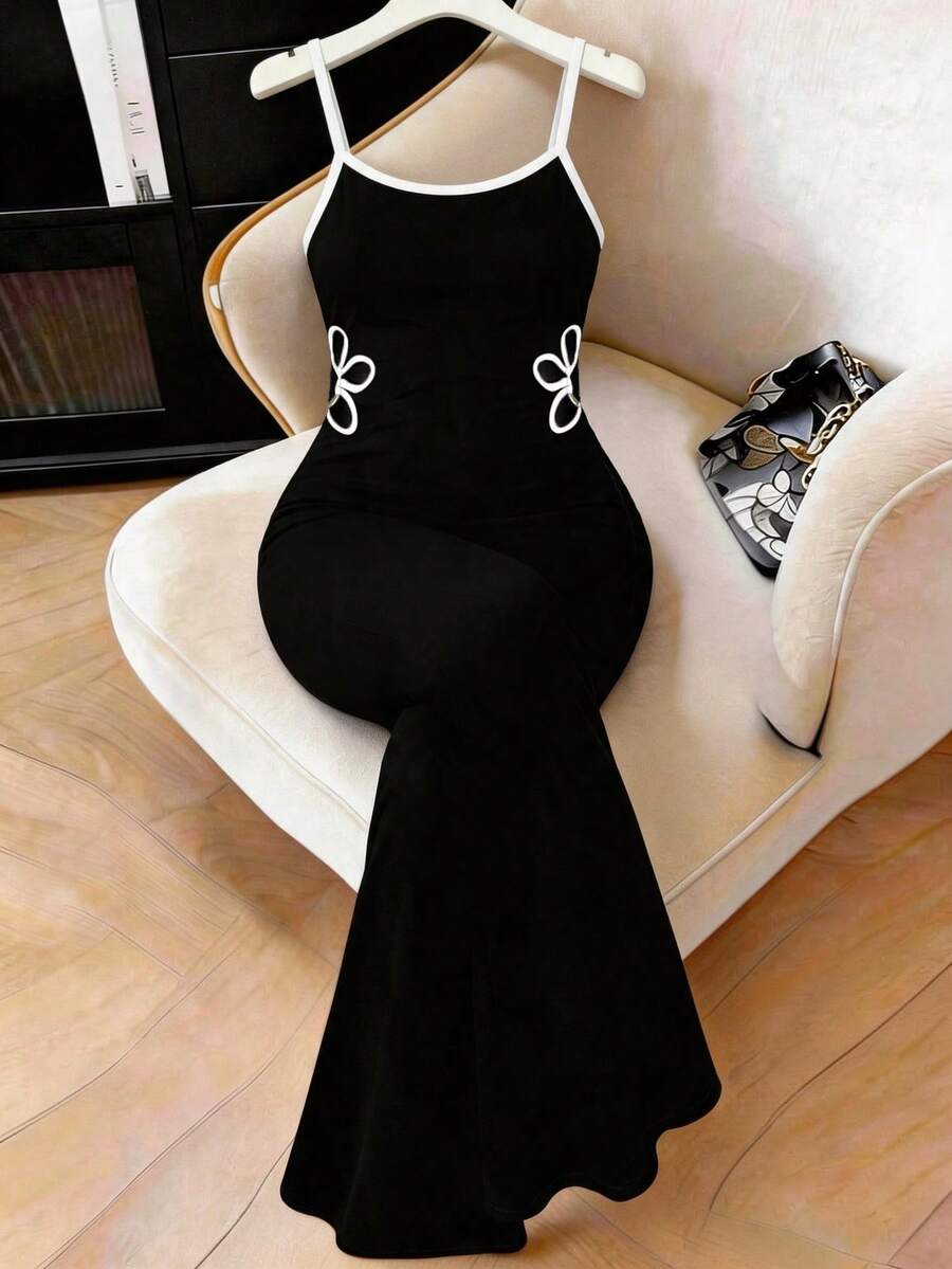 SHEIN Elenzya Đầm ôm dáng thanh lịch cỡ lớn phối màu - Đen và trắng - Xem 1