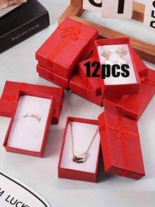 12 Pieces Large Capacity Multi Drawer Jewelry Gift Storage Box Black Red Elegant Premium Cardboard Soft Lining Rounded Corners Secure Closure No Assembly Required Luxury Wedding Birthday Anniversary Gift Box For Jewelry Organizer Home Decor Romantic Present Fashion Packaging - Black - View 20