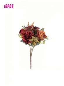 1/3/10 Romantic Roses, Artificial Flower Ornaments, Plastic Flowers, Hand-Held Flowers, Outdoor Decoration, Suitable For Wedding/Home/Bedroom/Living Room/Dining Table Decoration/Bridal Bouquet/Mother's Day/Autumn Decoration - Orange - View 10