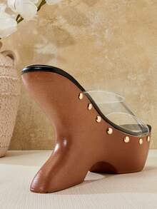 SHUZIA Sandal đế xuồng dày dặn dành cho nữ, thích hợp đi hàng ngày hoặc đi nghỉ mát, kiểu dáng dễ thương và thanh lịch, làm từ chất liệu PU. - màu đen - Xem 5