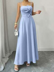 SHEIN Almamuse Đầm nữ mới kẻ sọc không tay dây mảnh thắt eo kiểu dáng thanh lịch thường ngày, mùa xuân/hè. - Màu xanh lam - Xem 5