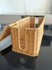 Hộp đựng ổ cắm điện hình chữ nhật dài kiểu nông thôn giả mây - Cà phê nâu - Xem 5