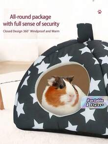 1PC Small Size Portable Pet Bed Removable Washable Machine Washable Lightweight Easy Access For Pets Soft Comfortable Warm Breathable For Dogs Cats Guinea Pigs Home Indoor Outdoor Travel Camping Use Pet Supplies Dog Bed Cat Bed Small Animal Bed Pet Accessories - Black - View 1