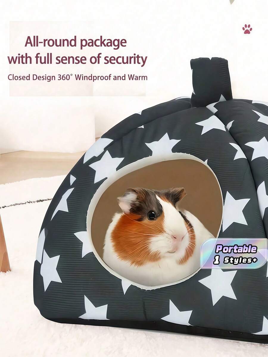 1PC Small Size Portable Pet Bed Removable Washable Machine Washable Lightweight Easy Access For Pets Soft Comfortable Warm Breathable For Dogs Cats Guinea Pigs Home Indoor Outdoor Travel Camping Use Pet Supplies Dog Bed Cat Bed Small Animal Bed Pet Accessories - Black - View 1