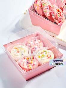 5pcs/10pcs/20pcs Dessert Boxes With Clear Lids Charcuterie Boxes, Oil Proof Kraft Paper, White Pink Kraft Paper Bakery Boxes, Perfect For Cookies Macaron Cake Sandwich, For Weddings Parties And Special Occasions - Multicolor - View 10