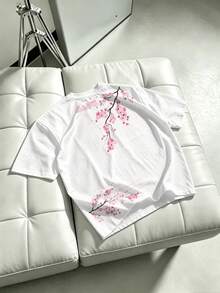 Manfinity Roughcore Plus Size Men's Cherry Letter Print Short Sleeve Casual T-Shirt - White - View 2