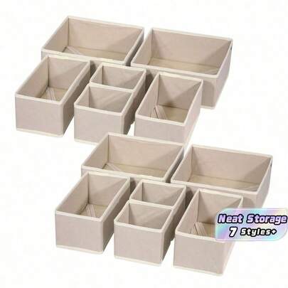 1PC 3PCS 6PCS Foldable Fabric Storage Bin Drawer Organizer Divider Box For Clothes Socks Underwear Home Bedroom Decor