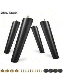 4 Pcs M8 Threaded Natural Wood Furniture Legs 15cm Height Firm Support DIY Furniture For TV Stand Coffee Table Sofa Replacement Legs Black Robust Design Wooden Legs Modern Style - Black - View 10