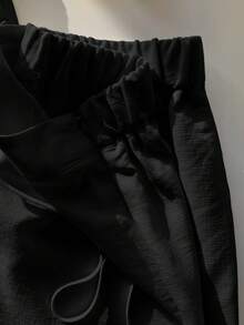 Conjunto de 2 piezas de mujer con cárdigan a rayas color albaricoque y shorts - Negro - Ver 8