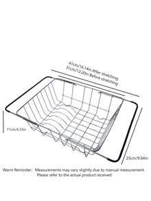 1PC Adjustable Stainless Steel Sink Drain Basket - Multi-Purpose Expandable Sink Organizer Rack For Plates, Bowls, Cups And Utensils,Kitchen Items For Ultimate Kitchen Efficiency With Cozy Fall& Winter Styles - Silver - View 8