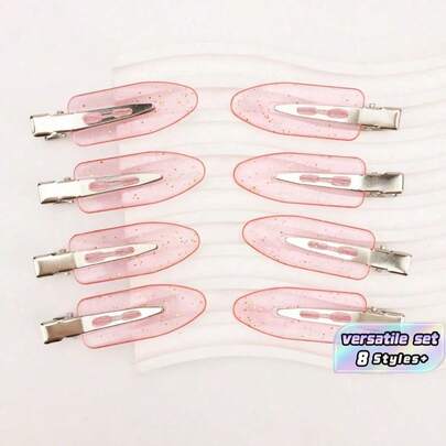 1SET 8 Hair Clip Set For Girls And Women Ideal For Daily Use Makeup Hair Styling Parties Weddings Cosplay Beauty Tools Fashion Hair Accessories And Styling Products