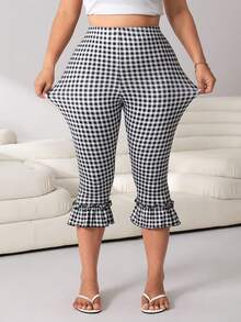 Solflare Plus Size Women Plaid High Waist Leggings - Multicolor - View 4
