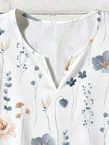 EMERY ROSE Mono informal con cuello en V y estampado floral para mujer talla grande - Multicolor - Ver 3