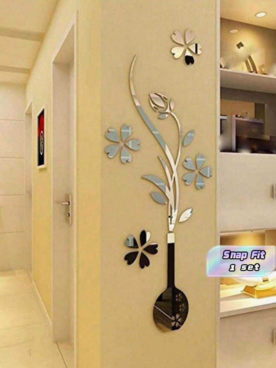 1 Bộ Bình Hoa Gương Acrylic 3D Dán Tường, Hình Dán, Hình Dán Tường, Hình Dán Vinyl Để Trang Trí Nhà Cửa, Trang Trí Mùa Xuân Làm Mới Ngôi Nhà Của Bạn, Hình Dán Trang Trí Rama Quà Tặng Sinh Nhật, Gương Tốt Nghiệp, Trang Trí Tường Phòng, Gương Treo Tường, Trang Trí Phòng Tắm, Trang Trí Phòng Khách - Bạc - Xem 1