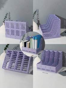 4 Tier For A4 Letter Sturdy Plastic Space Saving Desktop Black File Document Organizer Desk Rack With Storage Box Office School Home Supplies Paper Letter Tray Folder Holder - Multicolor - View 24