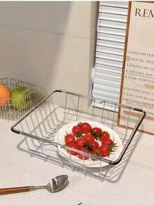 1PC Adjustable Stainless Steel Sink Drain Basket - Multi-Purpose Expandable Sink Organizer Rack For Plates, Bowls, Cups And Utensils,Kitchen Items For Ultimate Kitchen Efficiency With Cozy Fall& Winter Styles - Silver - View 1