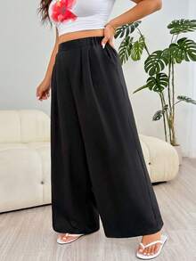 Solflare Trang phục thường ngày mới cho mùa Xuân/Hè, phù hợp cho các bữa tiệc, đi làm, đám cưới, lễ hội âm nhạc, tựu trường, lễ tốt nghiệp, kỳ nghỉ biển, thời trang đường phố, đồ mặc nhà, đi mua sắm, dạo phố, đa năng, có thể mặc ngoài hoặc phối lớp, cạp chun, dáng rộng, chất liệu vải mềm mại, ống rộng, màu đen, cỡ lớn. - màu đen - Xem 3
