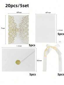 4/16/20 Pcs Laser Cut Wedding Invitations With Envelopes Elegant Glitter Pearl Paper Bow Knot Design Card Set For Anniversary Party Supplies Wedding Decorations Anniversary Celebration Bridal Shower Engagement Party Invite - multicolor - View 16