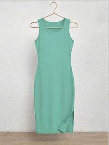 Sleeveless Lady Dress With Adjustable Cut And Design For Special Occasions - Verde menta - View 3