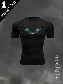 Gym Rark Men's 1pc Bat Print Graphic Short Sleeve Sports T-Shirt, Gym - Black - View 6