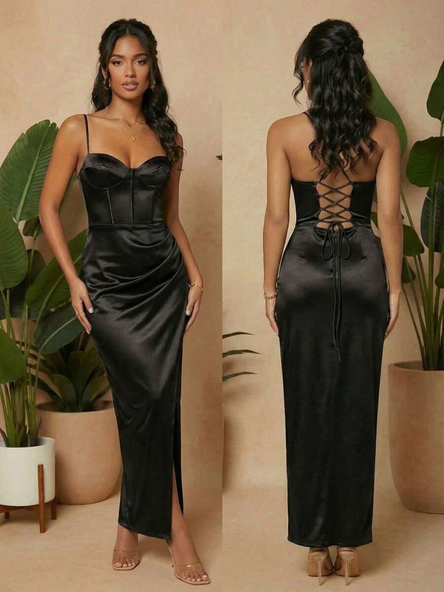 Women Long Dresses - Black - View 1