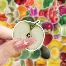 1PC Funny Food Stickers With Hilarious Expressions And Playful Poses, Customizable, Waterproof Vinyl Material, Suitable For Fridge, Lunchbox, Bringing Joy And Laughter - 10 * 15 half cut, fruit - View 6