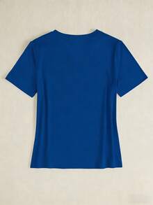 BamGleam Women's Casual Fitted Short Sleeve T-Shirt - Blue - View 3