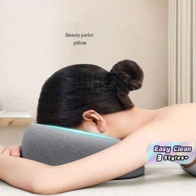 1 chiếc gối kê mặt massage, đệm mút hoạt tính, tựa đầu điều chỉnh được, vỏ bọc có thể tháo rời, thích hợp cho salon, nhà và giấc ngủ ngắn, màu xám, hồng, xanh lá cây.