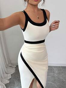 Elenzga 性感法式优雅针织女士紧身连衣裙 - 彩色 - 查看 5