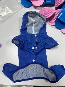 一件蓝色宠物雨衣，轻质涤纶反光条纹全覆盖四肢狗狗连体衣，防水宠物雨衣，适合小型和中型贵宾犬全年穿着 - 彩色 - 查看 8