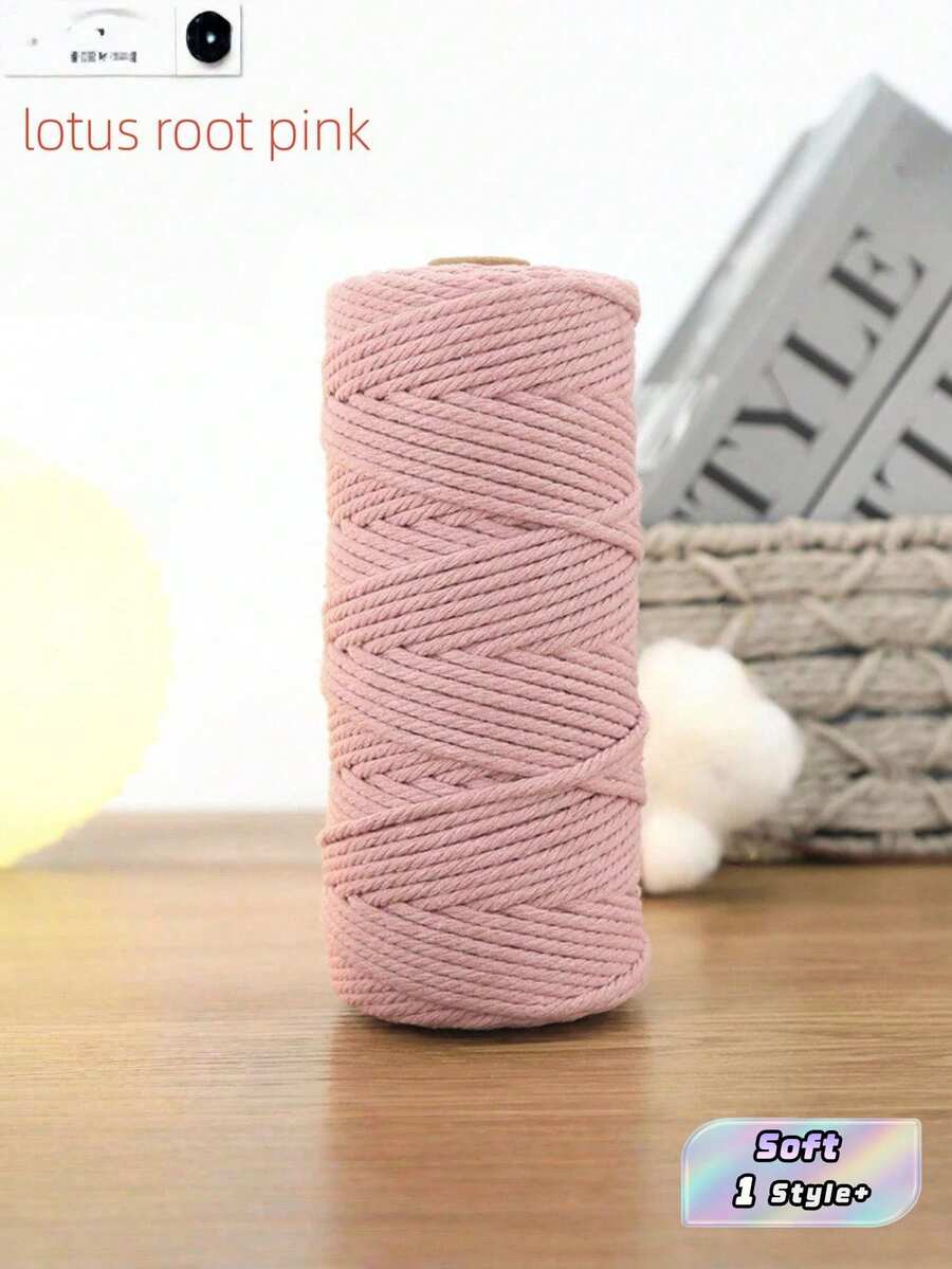 1 pieza 3mm 100m Cuerda de macramé para tejer a mano, cuerda decorativa, hilo para tapicería, kit de suministros de manualidades - Rosa vieja - Ver 1