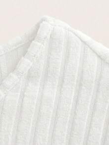 Comfortcana White Knit Plus Size Round Neck Fitted Long Sleeve Thermal Lined Bodysuit, Suitable For Autumn/Winter - White - View 7