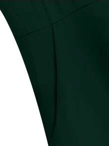 GlowEve CURVE Plus Size Women Solid Color Tie-Waist Romper - Dark Green - View 3